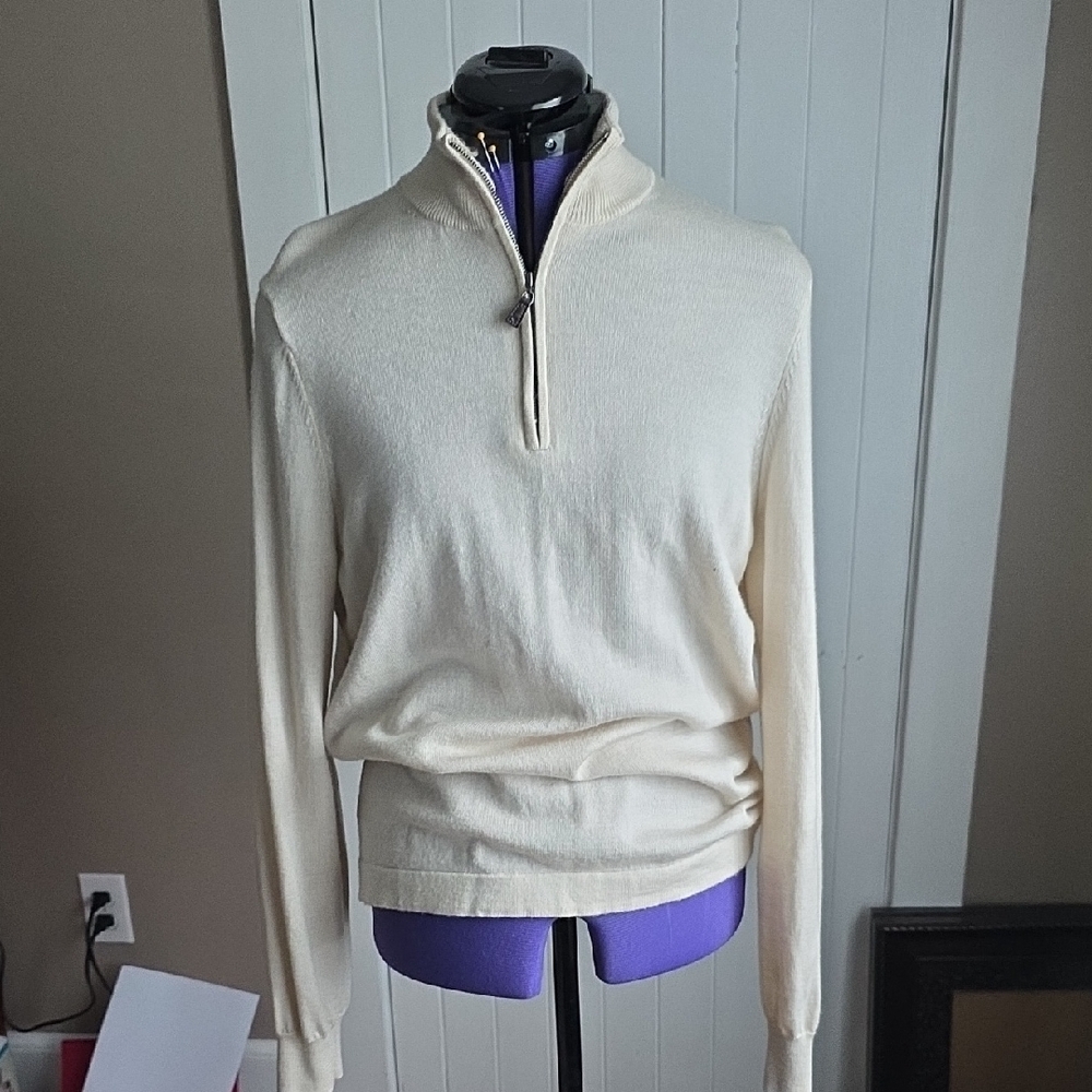 Joseph Abboud Off-White Zip-Up Sweater
